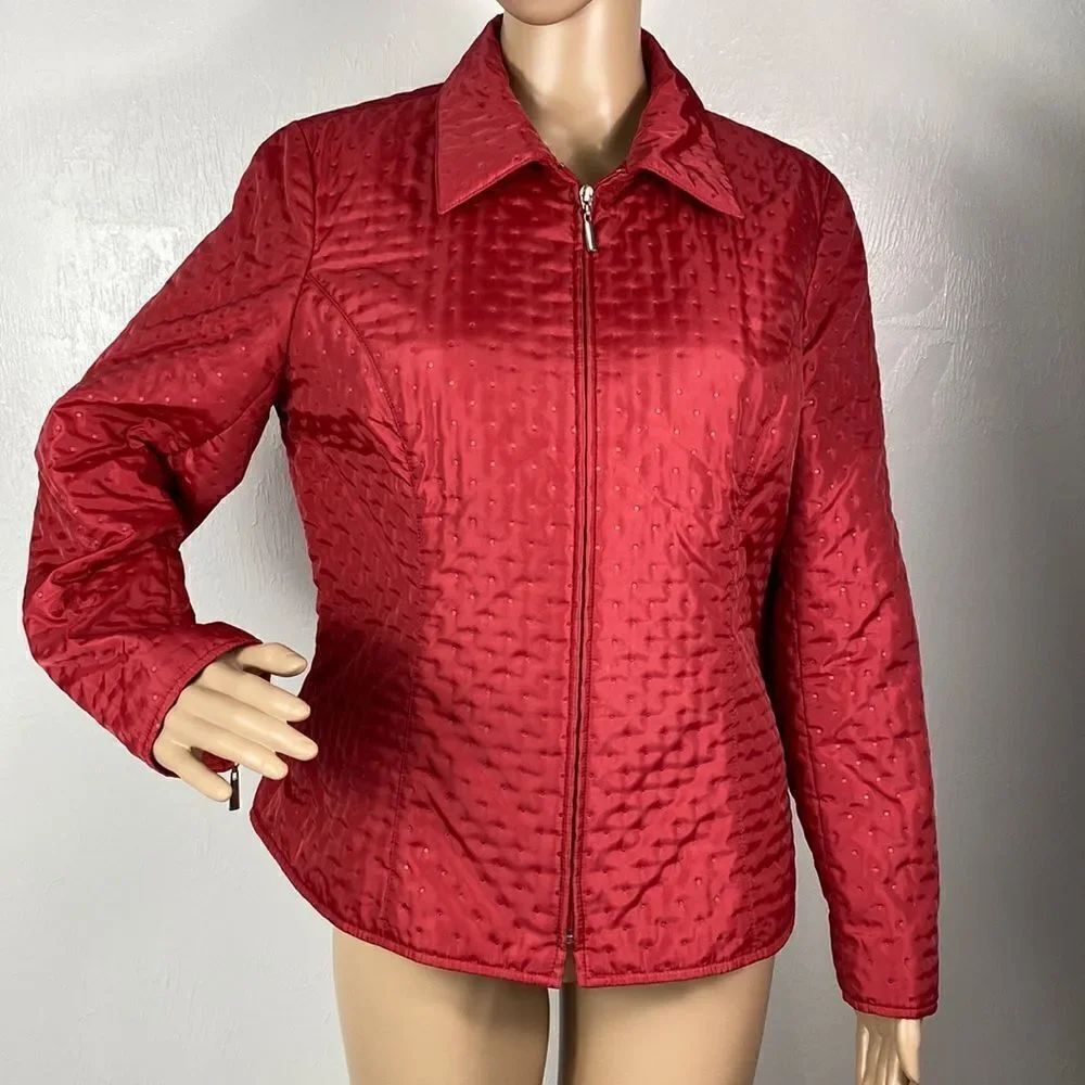 ❤️Last Chance Talbots dark coral red lightweight quilted jacket size 10P